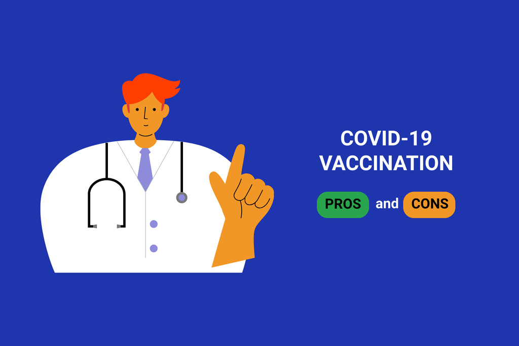 Designvorlage Pros and Cons of Covid Vaccination with Doctor für Poster 24x36in Horizontal