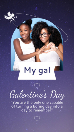 Happy Galentine`s Day Greeting with Stars Instagram Video Story Design Template
