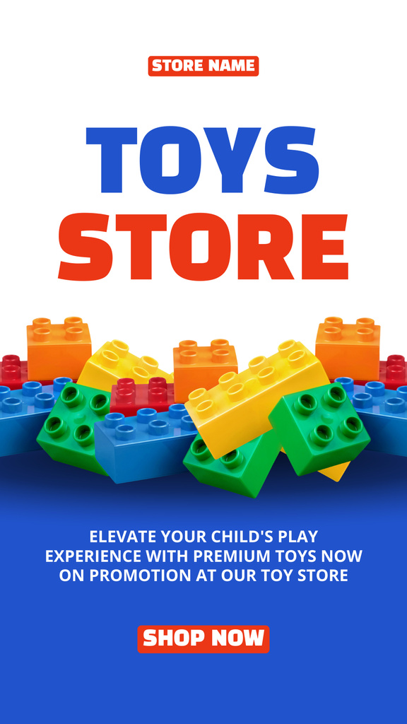Child Toys Shop Offer with Children's Construction Blocks Instagram Story Πρότυπο σχεδίασης