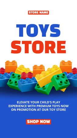 Child Toys Shop Offer with Children's Construction Blocks Instagram Story Design Template
