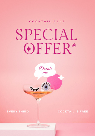 Cocktail Club Special Offer Flyer A7 Design Template