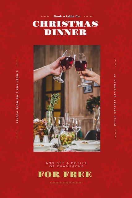 Platilla de diseño Christmas Dinner Offer with Champagne and Gift Tumblr