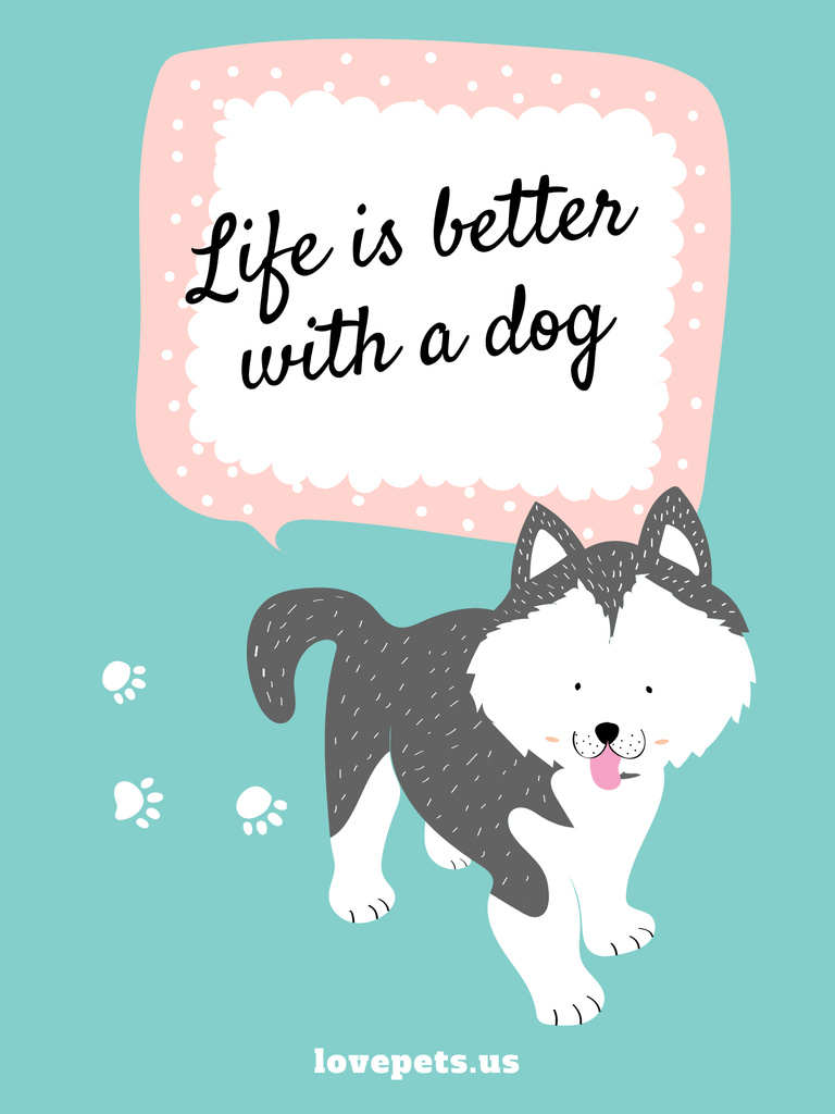 Plantilla de diseño de Pet Adoption with Cute Dog's Illustration Poster US 