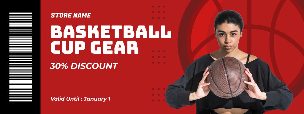 Female Basketball Player Holding Ball Coupon – шаблон для дизайна