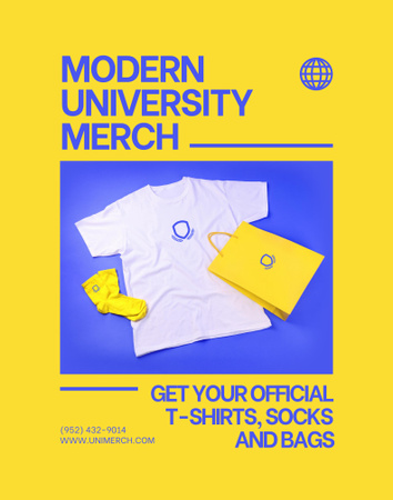 College Apparel and Merchandise Poster 22x28in Design Template
