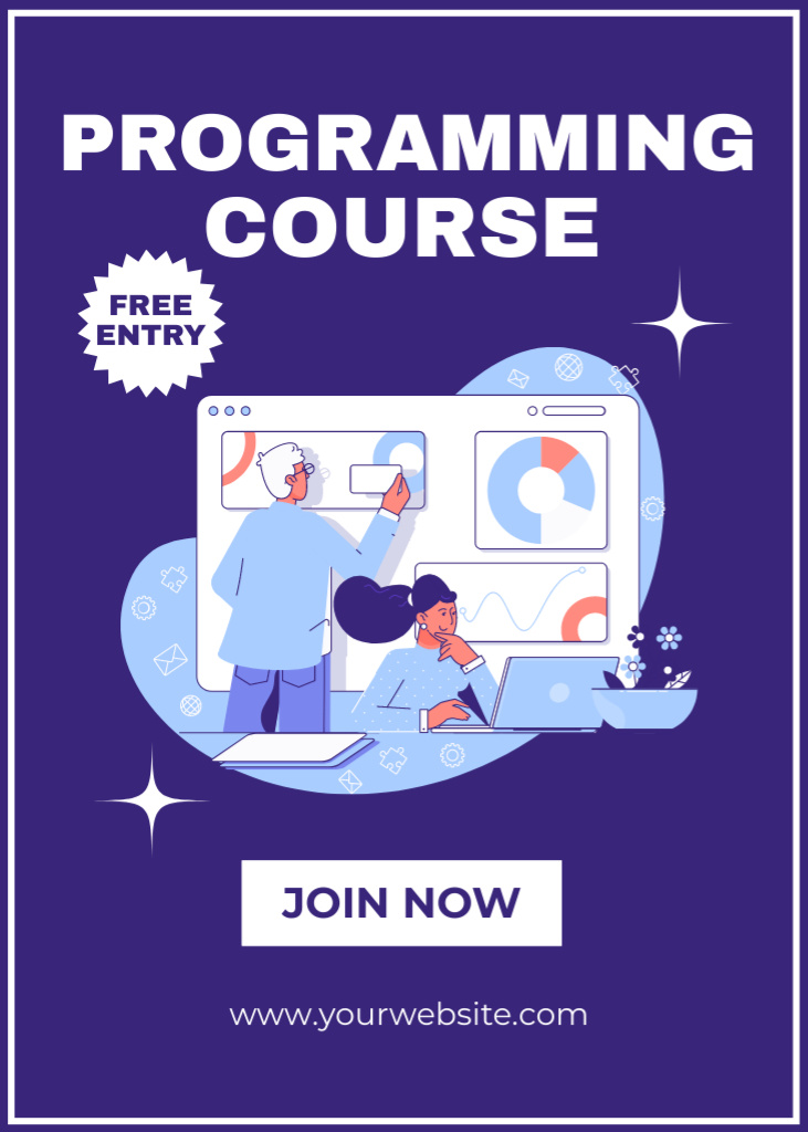 Promotion of Computer Programming Course Flayer tervezősablon