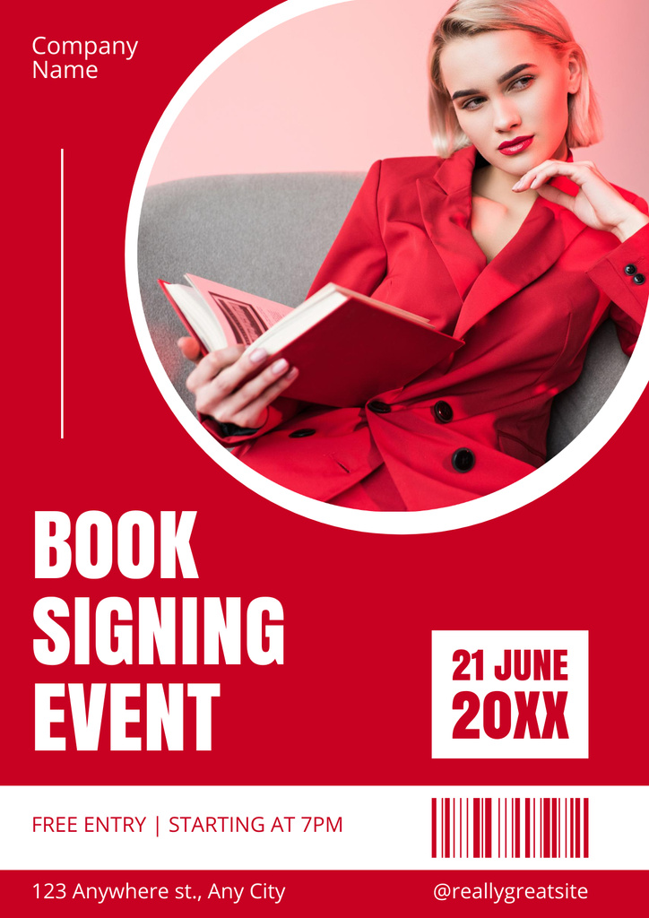 Plantilla de diseño de Book Signing Event with Beautiful Author Poster 