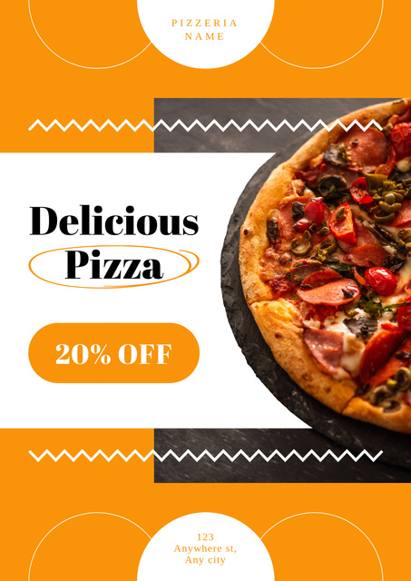 Plantilla de diseño de Delicious Pizza with Discount Poster 