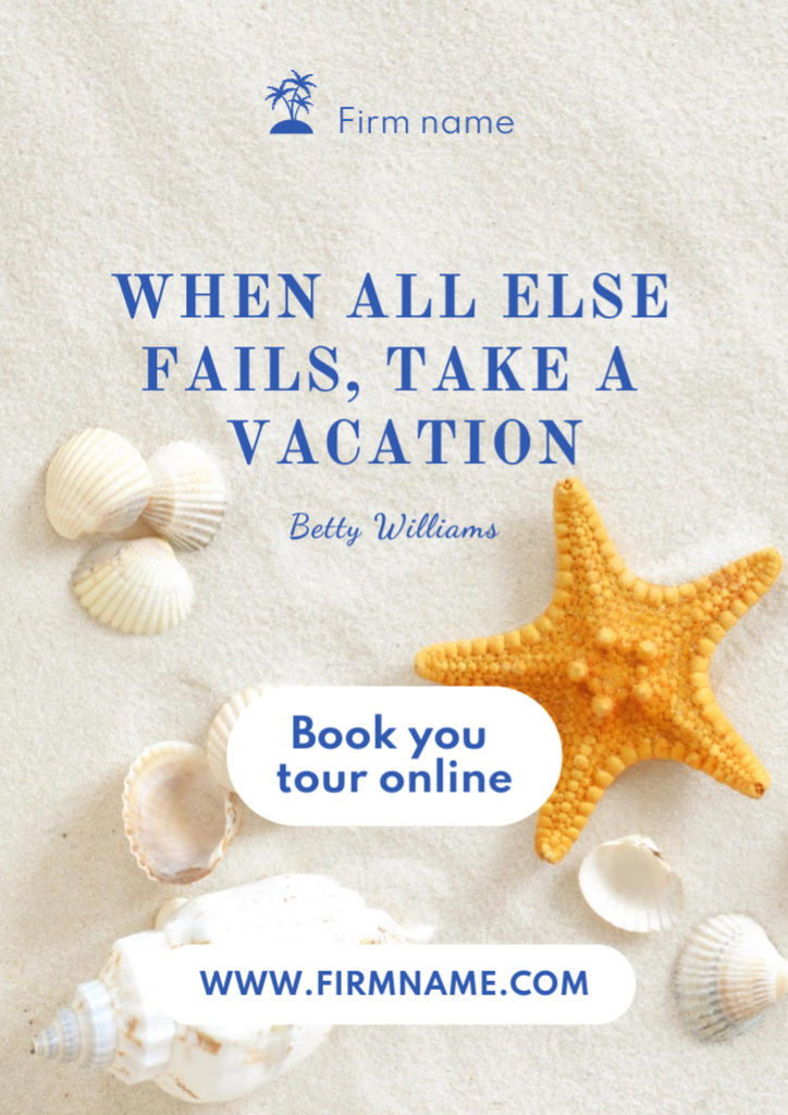 Travel Inspiration with Seashells Flyer A4 Design Template
