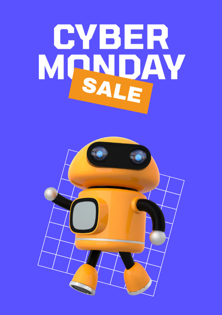 Home Robots Sale on Cyber Monday Postcard A5 Vertical Πρότυπο σχεδίασης