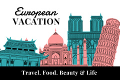 European Vacation With Famous Showplaces on White