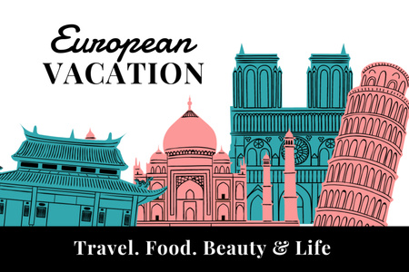 European Vacation With Famous Showplaces Postcard 4x6in tervezősablon