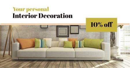 Interior decoration masterclass with Sofa in room Facebook AD Design Template