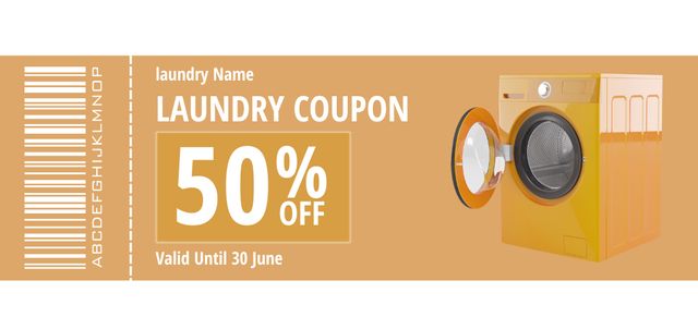 Quality Laundry Service at Half Price Coupon 3.75x8.25in Design Template