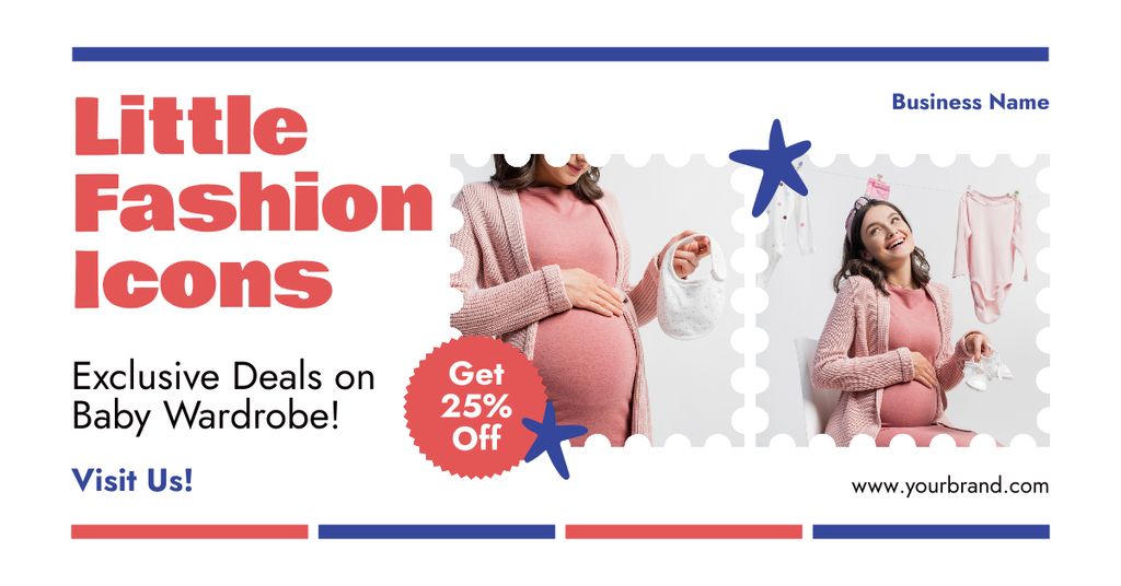 Ontwerpsjabloon van Facebook AD van Exclusive Offer Discounts for Baby Wardrobe