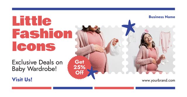 Ontwerpsjabloon van Facebook AD van Exclusive Offer Discounts for Baby Wardrobe