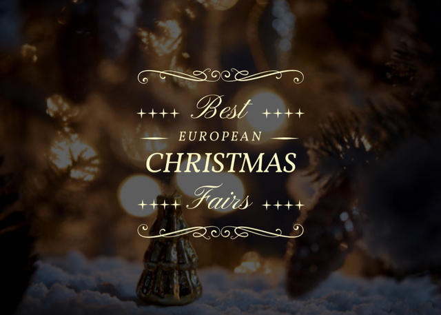 Designvorlage Christmas Fairs Announcement with Shining Decorations für Flyer 5x7in Horizontal