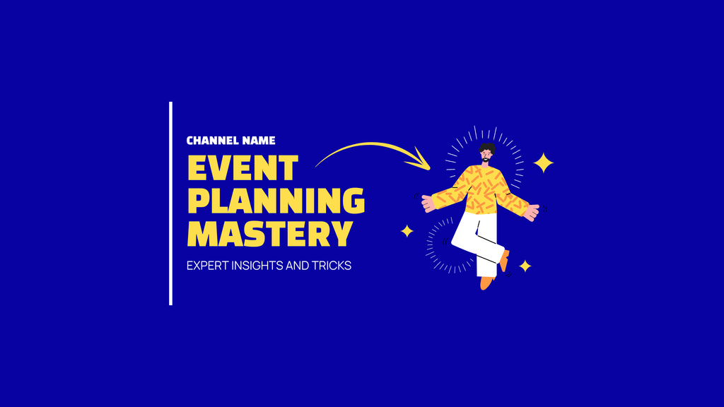 Event Planning Mastery Ad with Illustration in Blue Youtube Design Template