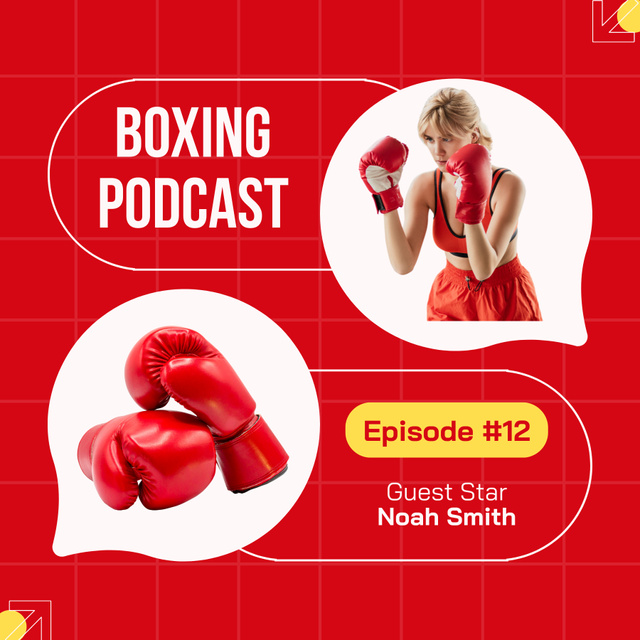 Martial Arts Themed Episode About Boxing Podcast Coverデザインテンプレート