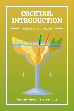 Ontwerpsjabloon van Pinterest van Introductie van nieuwe seizoenscocktails met korting op toekomstige cocktails