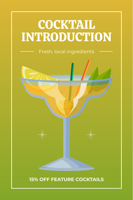 Szablon projektu Introducing New Seasonal Cocktails with Discount on Future Cocktails Pinterest
