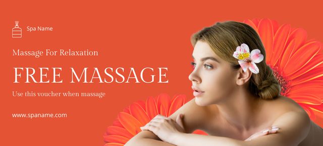 Free Massage and Spa Treatments Coupon 3.75x8.25in Tasarım Şablonu