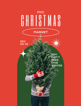 Christmas Holiday Market Announcement Flyer 8.5x11in Šablona návrhu