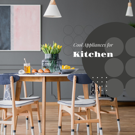 Stylish kitchen interior on Grey Instagram Design Template