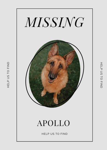 Plantilla de diseño de Lost Dog information with German Shepherd Flayer 