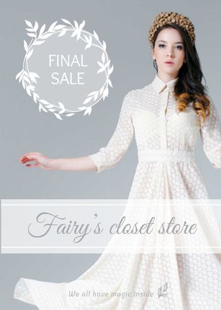 Clothes Sale Woman in White Dress Flayer Design Template