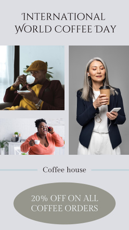 Designvorlage International World Coffee Day With Discounts For Coffee Beverage für Instagram Story