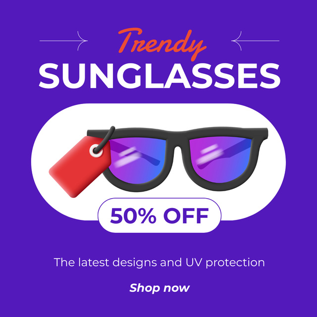 Szablon projektu New Collection of Sunglasses Offer at Half Price Instagram AD