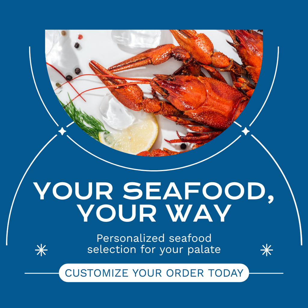Seafood Order Offer with Crayfish Instagram Tasarım Şablonu