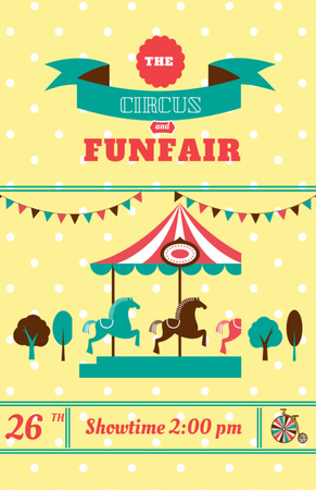 Circus And Funfair With Carousel Invitation 5.5x8.5in Design Template