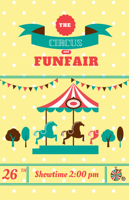 Ontwerpsjabloon van Invitation 5.5x8.5in van Circus And Funfair With Carousel