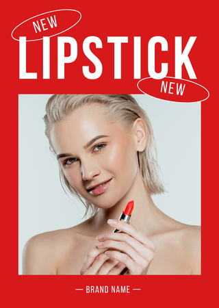 Young Woman for Lipstick Ad Postcard A6 Vertical Design Template