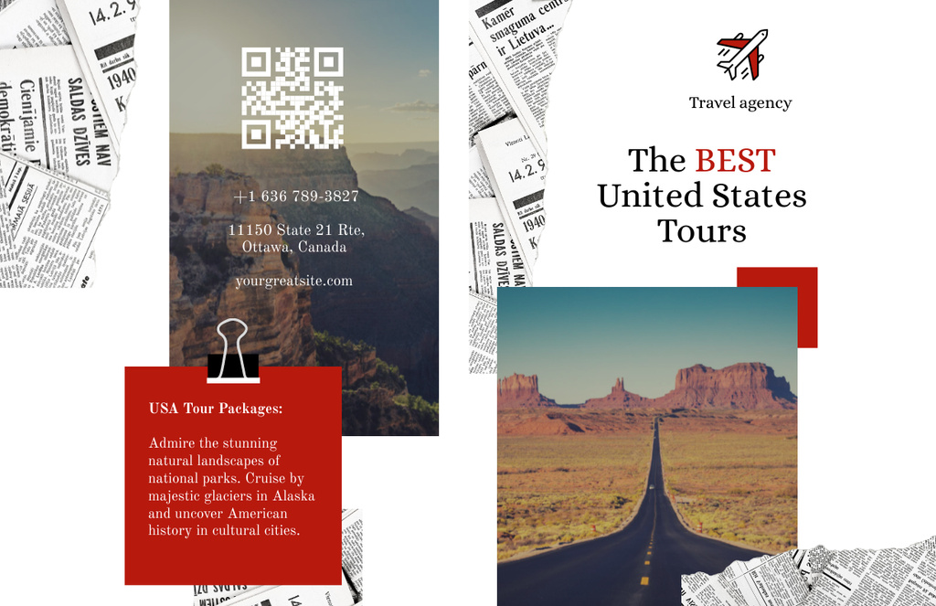Booklet about Travel Tour to USA Brochure 11x17in Bi-fold Šablona návrhu
