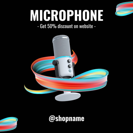 Offer Discounts on Microphones Instagram Tasarım Şablonu