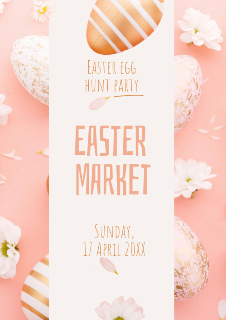 Easter Egg Hunt Announcement in Pink Flyer A4 Design Template