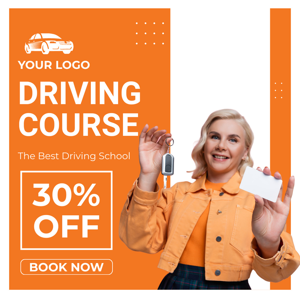 Top-notch Driving School With Discounts And Booking Instagram Tasarım Şablonu