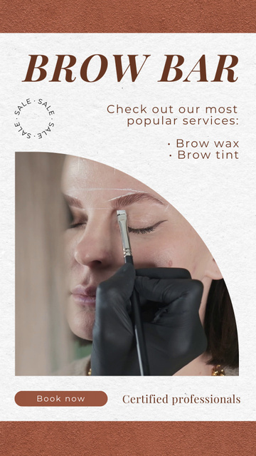 Brow Tint And Wax Services With Discount Offer Instagram Video Storyデザインテンプレート
