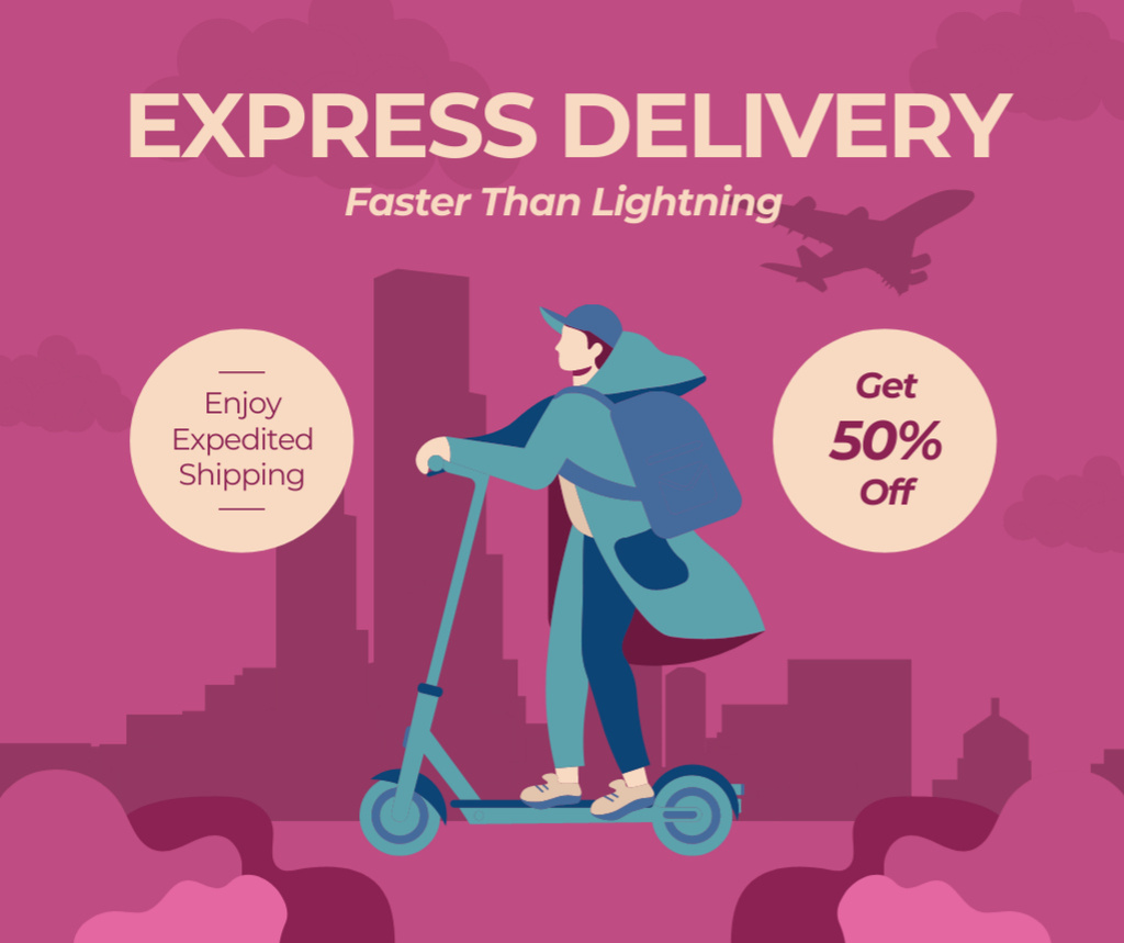 Plantilla de diseño de Express Delivery Services Facebook 