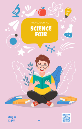 Science Fair Announcement Invitation 4.6x7.2in Design Template