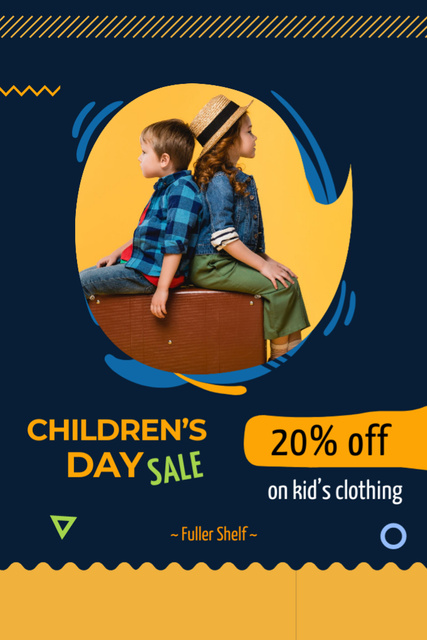 Template di design Casual Kid's Clothes At Discounted Rates On Child's Day Postcard 4x6in Vertical
