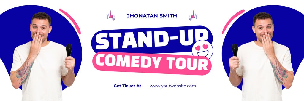 Designvorlage Tour with Stand-up Comedy Shows Announcement für Twitter
