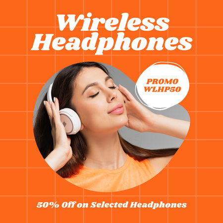 Platilla de diseño Offer Discounts on Wireless Headphones Instagram