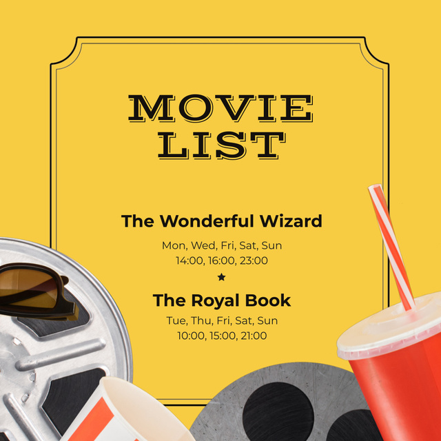 Designvorlage Movie Night Invitation with Popcorn für Animated Post