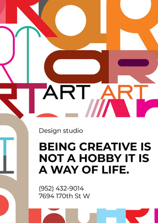 Idézet a kreativitásról színes betűkkel Flyer A6 tervezősablon