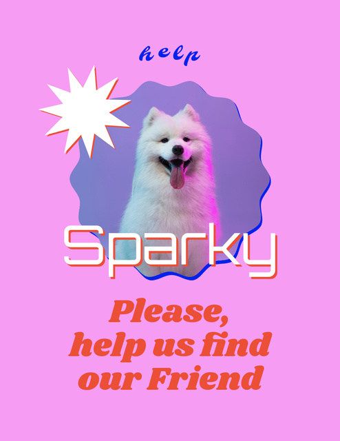 Ontwerpsjabloon van Flyer 8.5x11in van Missing Cute Thoroughbred Dog Announcement on Pink