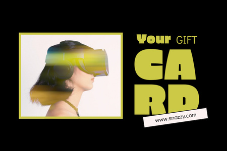 Woman in Virtual Reality Glasses Gift Certificate Šablona návrhu